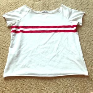 Tee shirt with two red strips